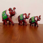 Elephant Fiber Showpiece Set of 3 Pcs