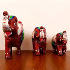 Elephant Fiber Showpiece Set of 3 Pcs
