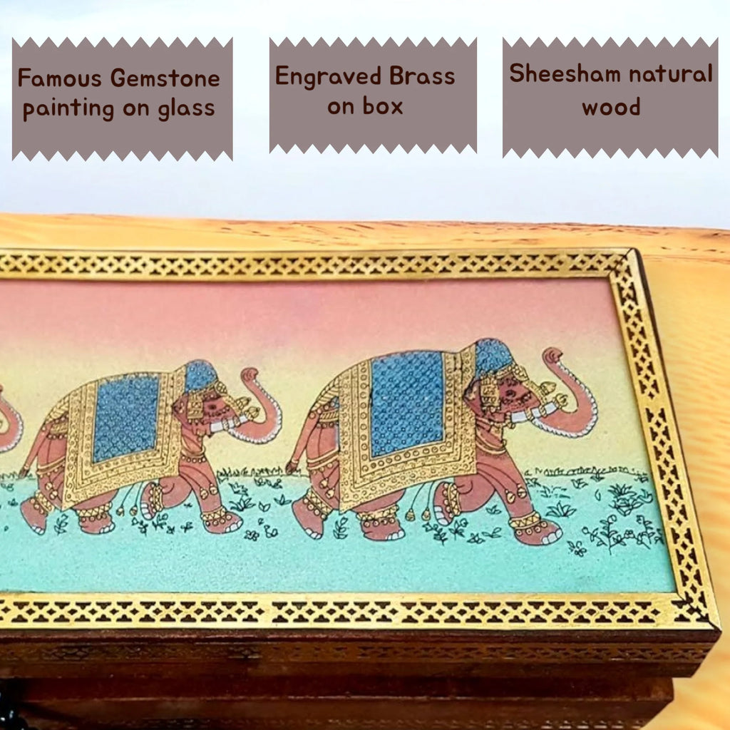Wooden Painted Jewellery Box 10x8 Inch
