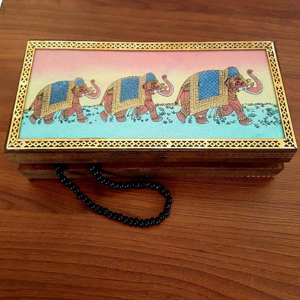 Wooden Painted Jewellery Box 10x8 Inch