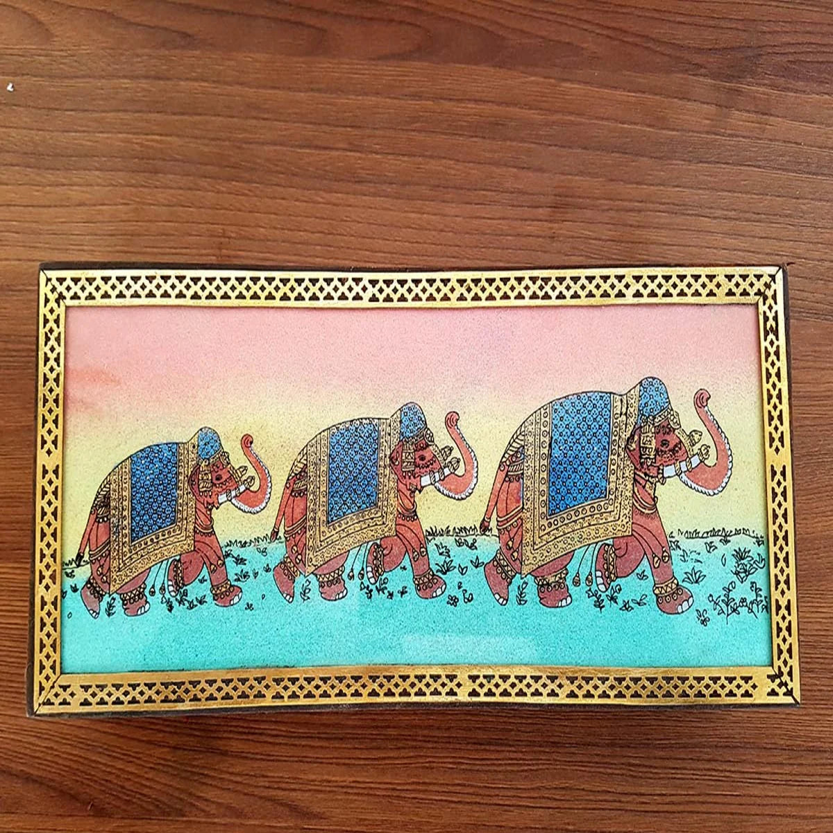 Wooden Painted Jewellery Box 10x8 Inch