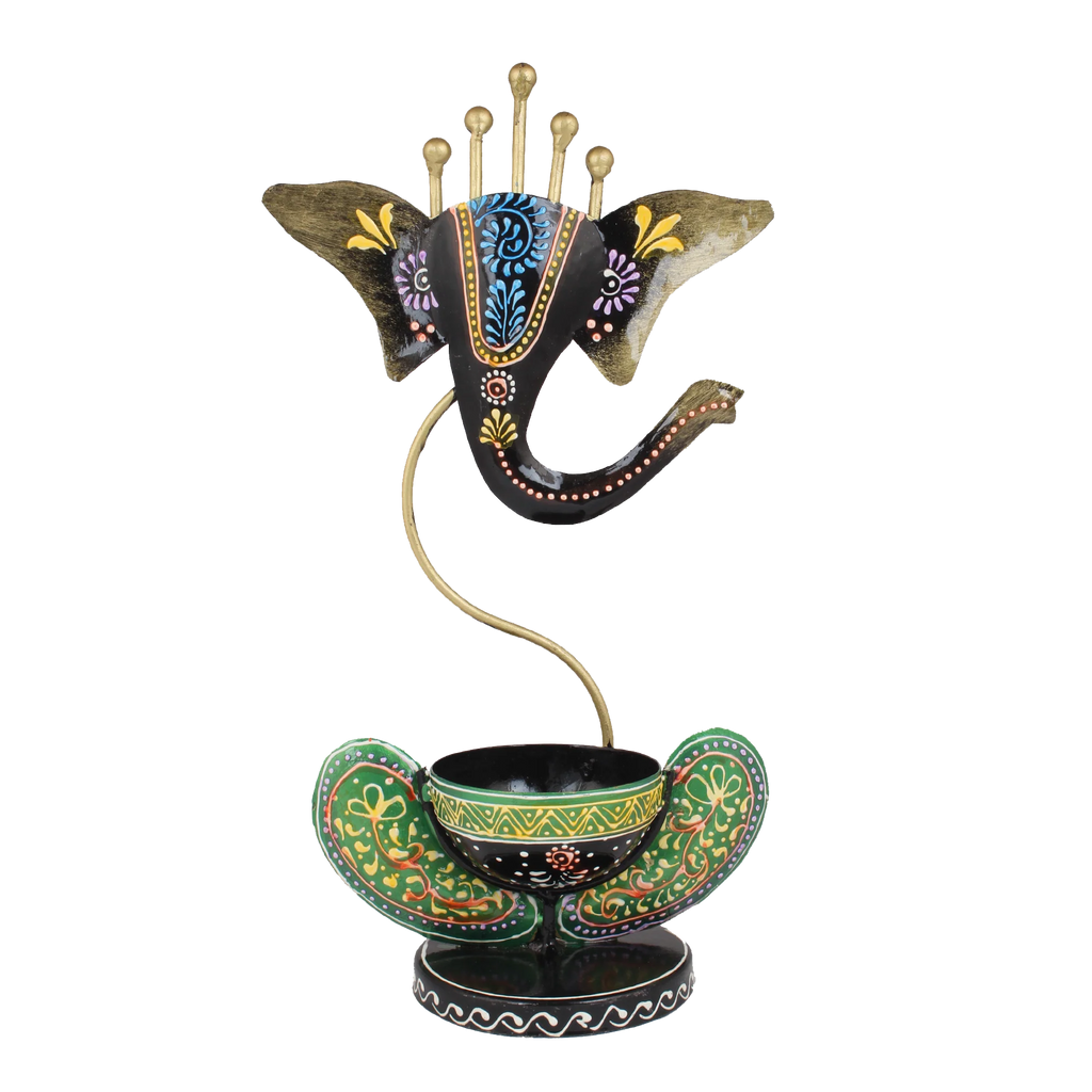 Ganesha Tea Light And Stand Showpiece 12 Inch