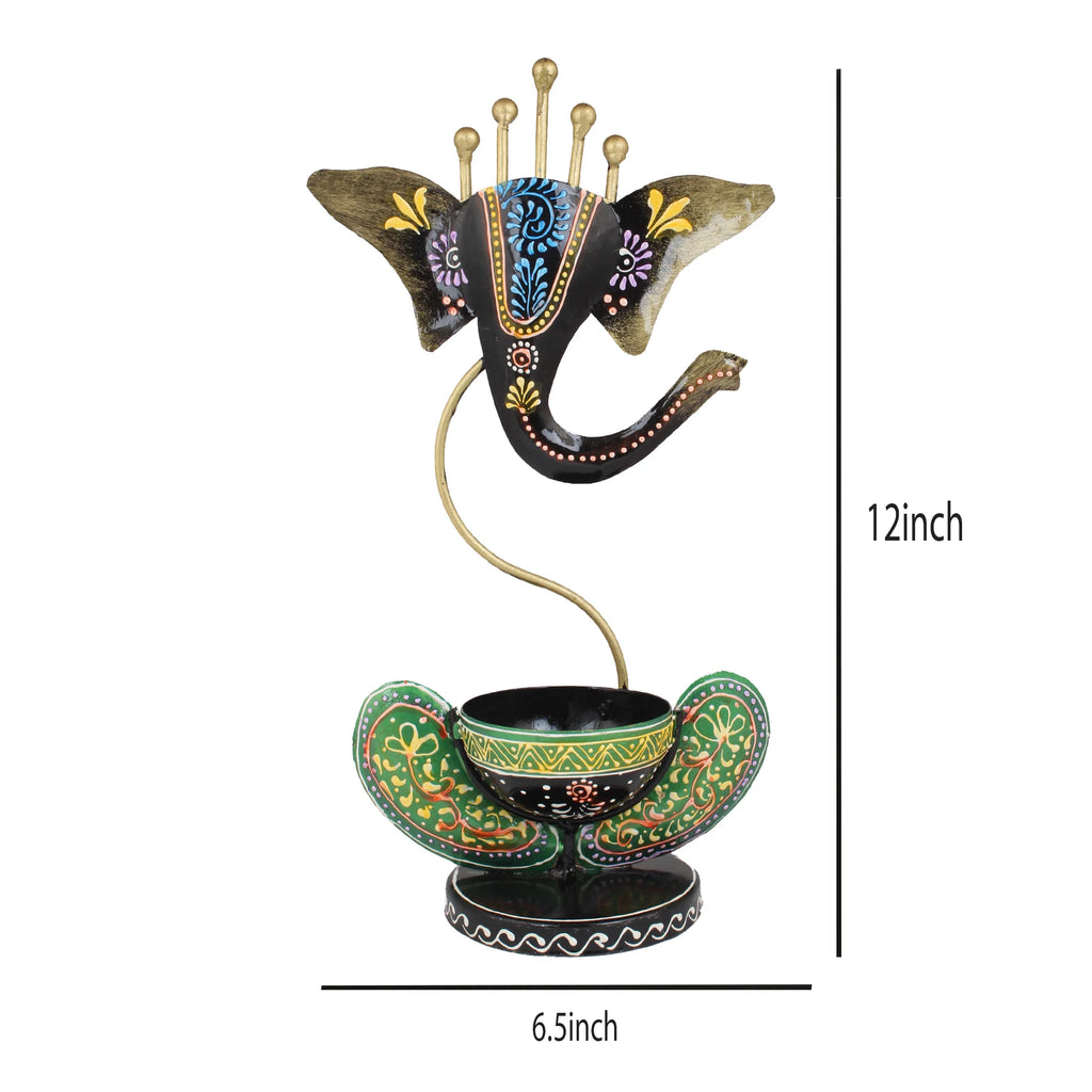 Ganesha Tea Light And Stand Showpiece 12 Inch