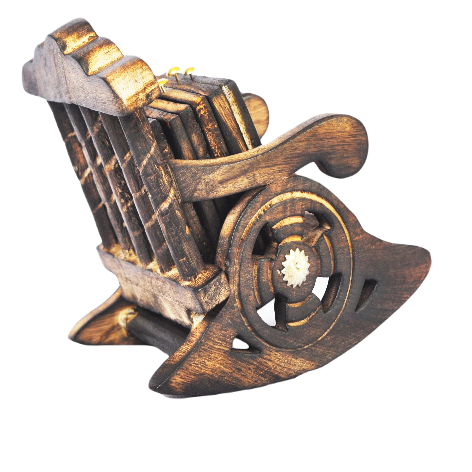 Wooden Chair Tea Coffee Coaster Stand - Set Of 6 Plates Secondary image