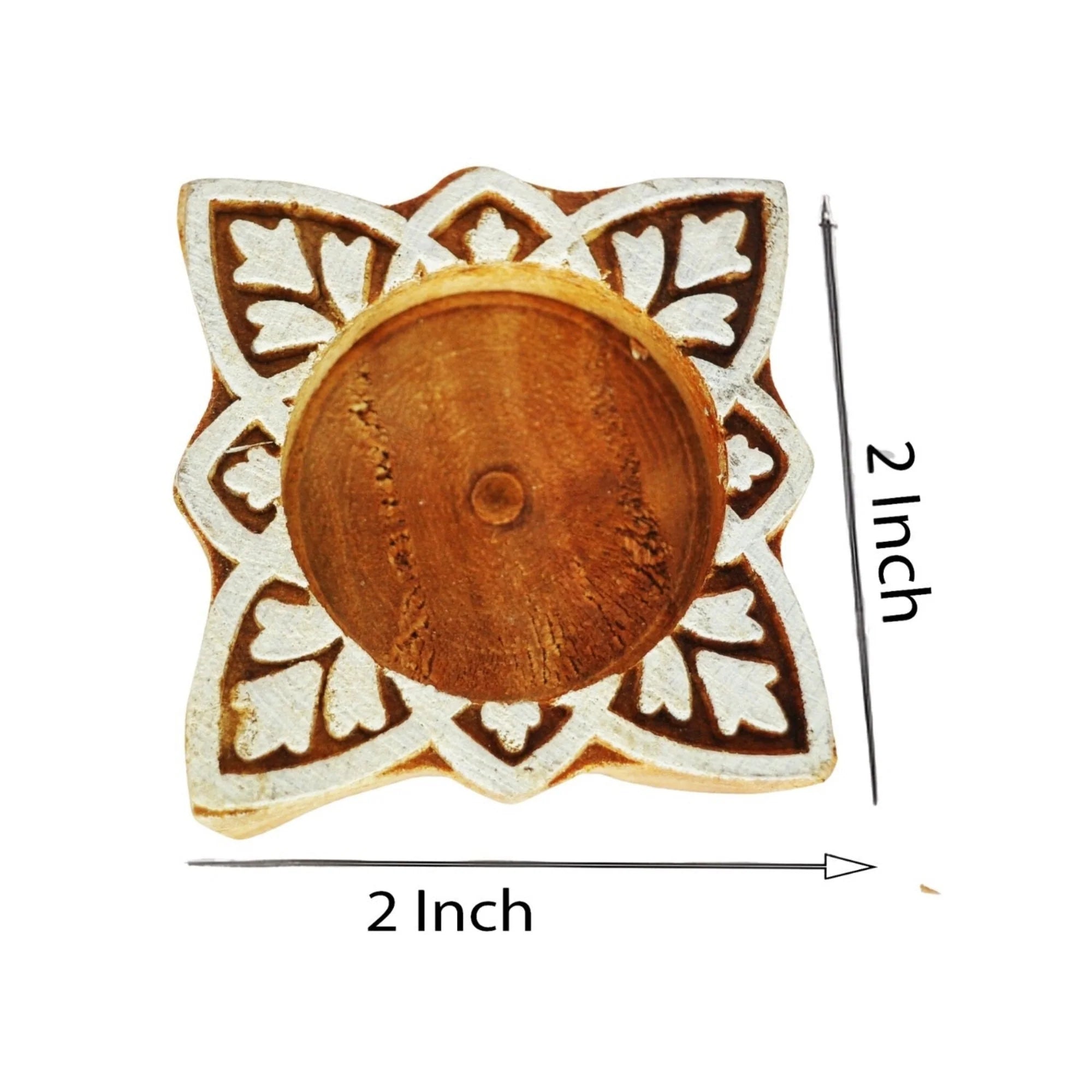 Wooden Small hand Block Diya square set of 7 pc