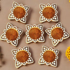 Wooden Small hand Block Diya square set of 7 pc
