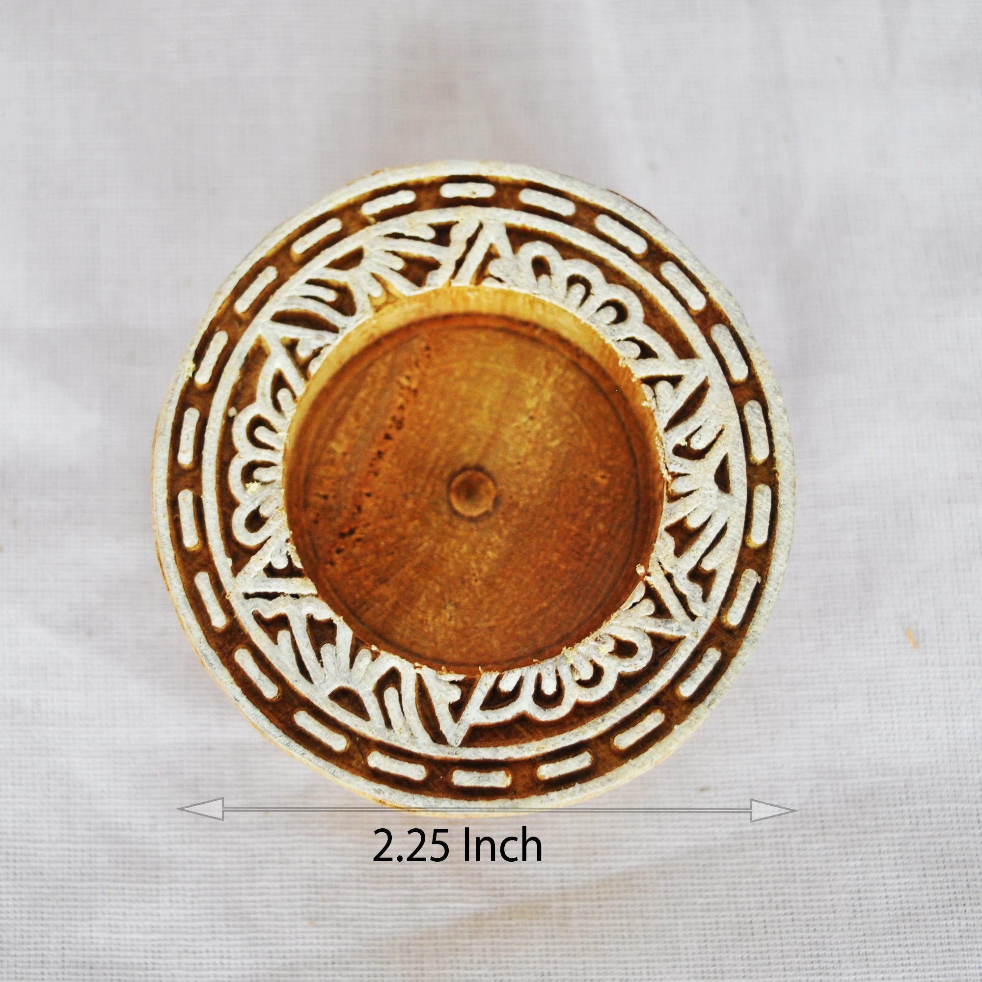 Wooden Small Round Block Diya Shape pair
