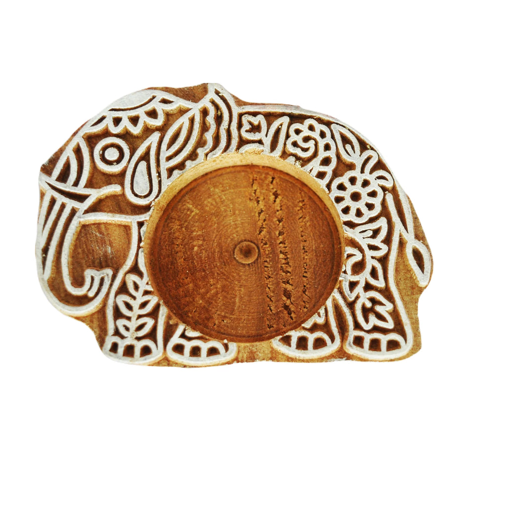 Wooden Small Elephant Block Diya - set of 8 pc