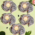 Wooden Hand block Fish Shape Diya pair