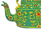 Hand Painted Aluminum tea Kettle green with glass