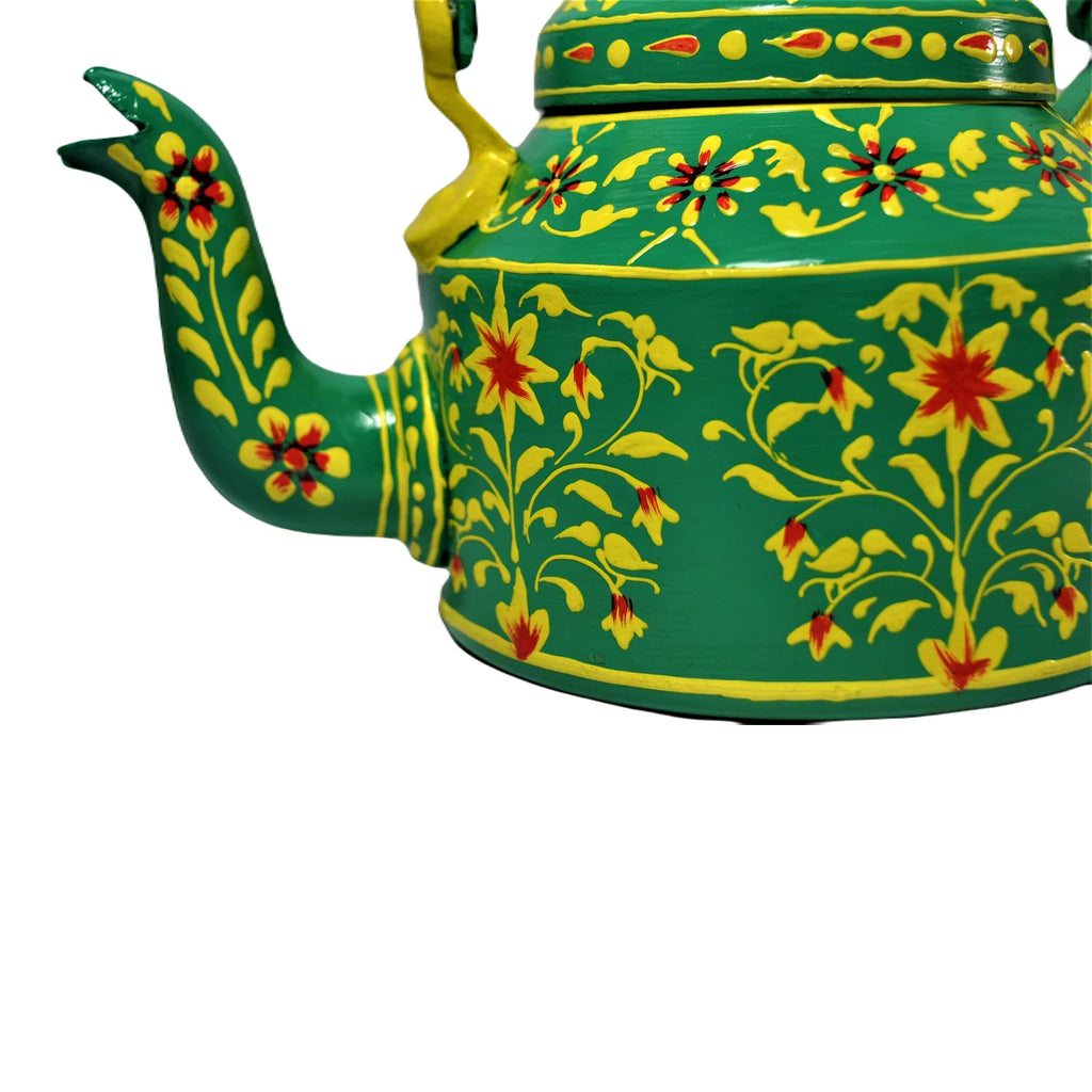 Hand Painted Aluminium Kettle Green