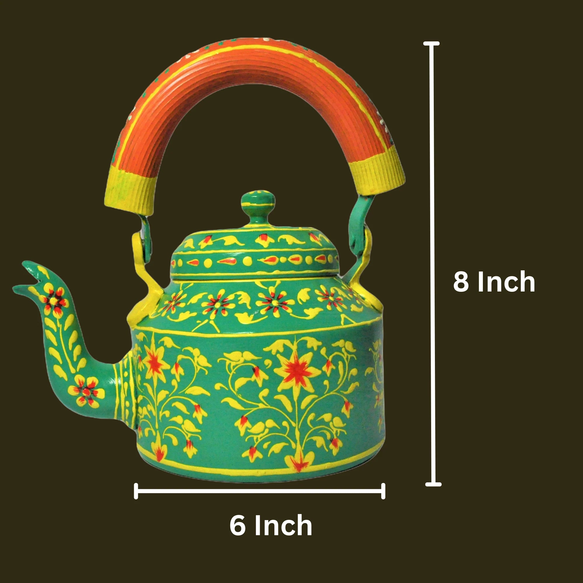 Hand Painted Aluminium Kettle Green