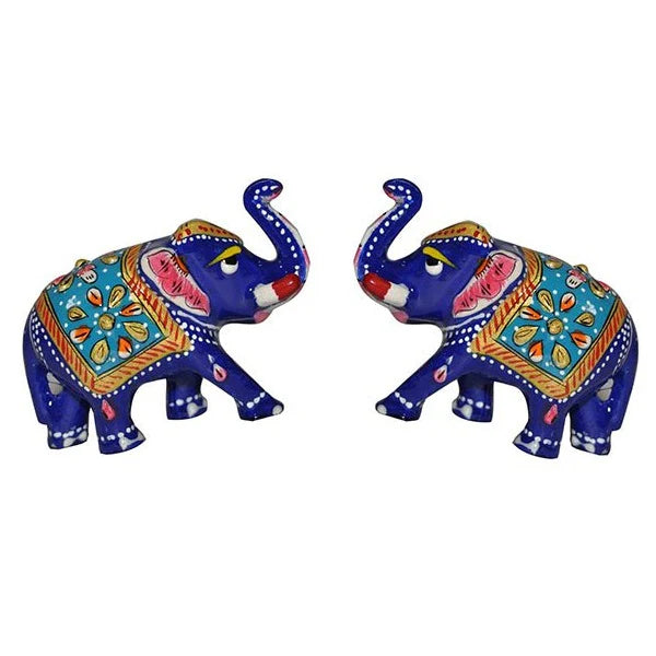 Metal Elephant Statue Showpiece Pair - 2 Inch Secondary image