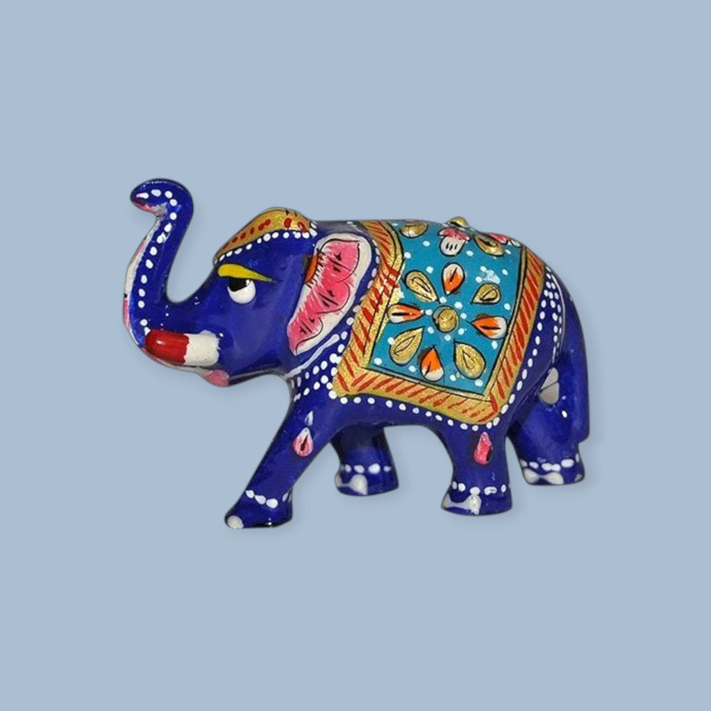 Metal Elephant Statue Showpiece Pair - 2 Inch