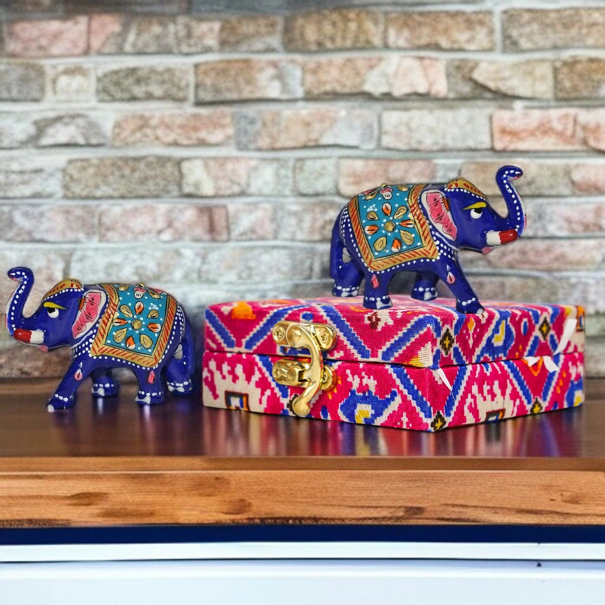 Metal Elephant Statue Showpiece Pair - 2 Inch