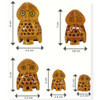 Wooden Owl Jali Antique Showpiece Set Of 5 Pcs