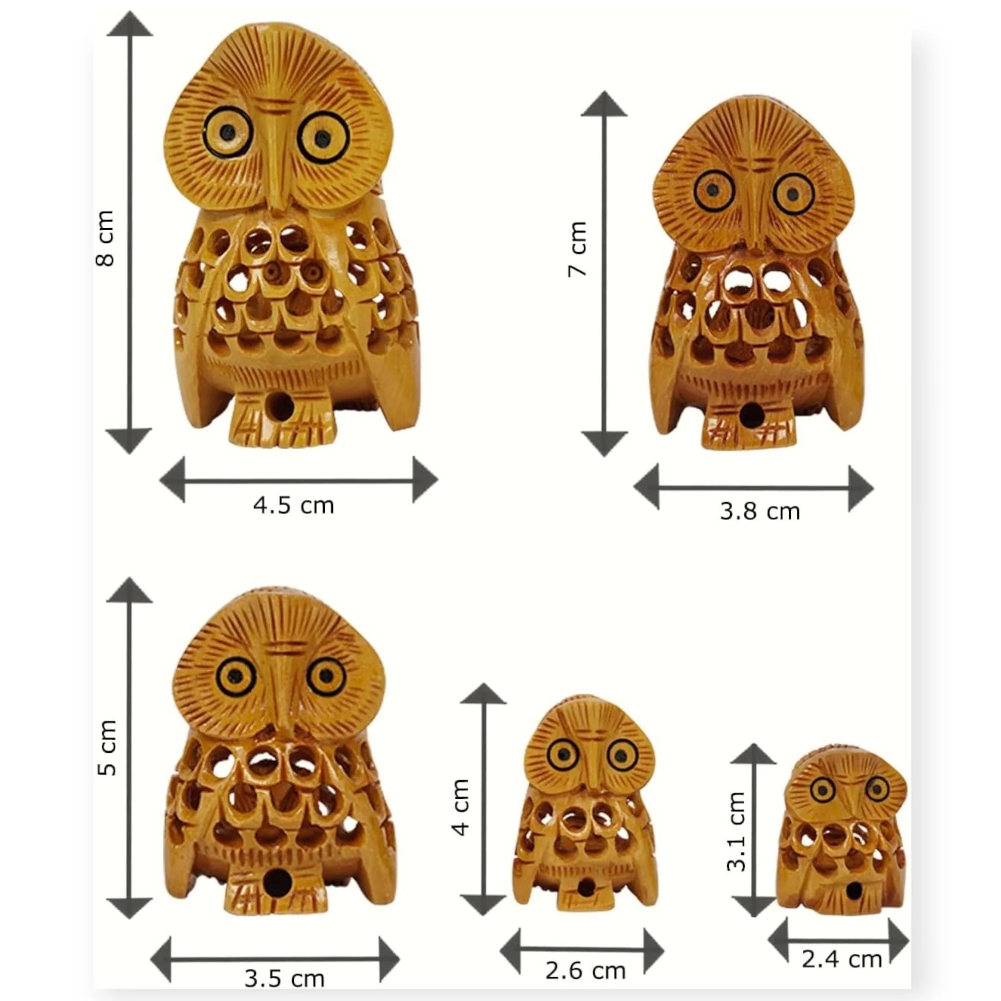 Wooden Owl Jali Antique Showpiece Set Of 5 Pcs
