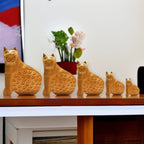 Wooden Cat Set Carving Antique Showpiece Set Of 5 Pcs