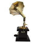 Wooden Brass Gramophone Retro Age Showpiece