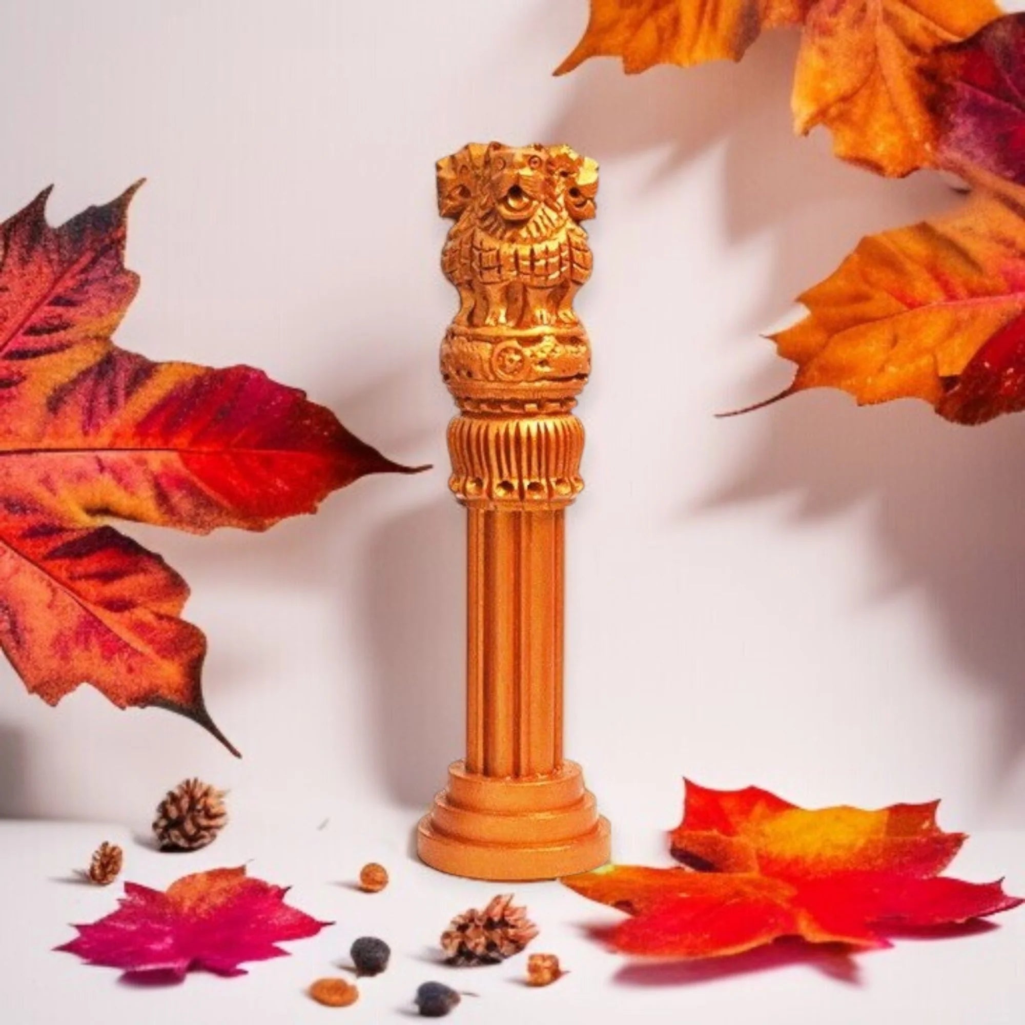 Wooden Antique Ashoka Stambh Pillar Showpiece In Bronze Main image