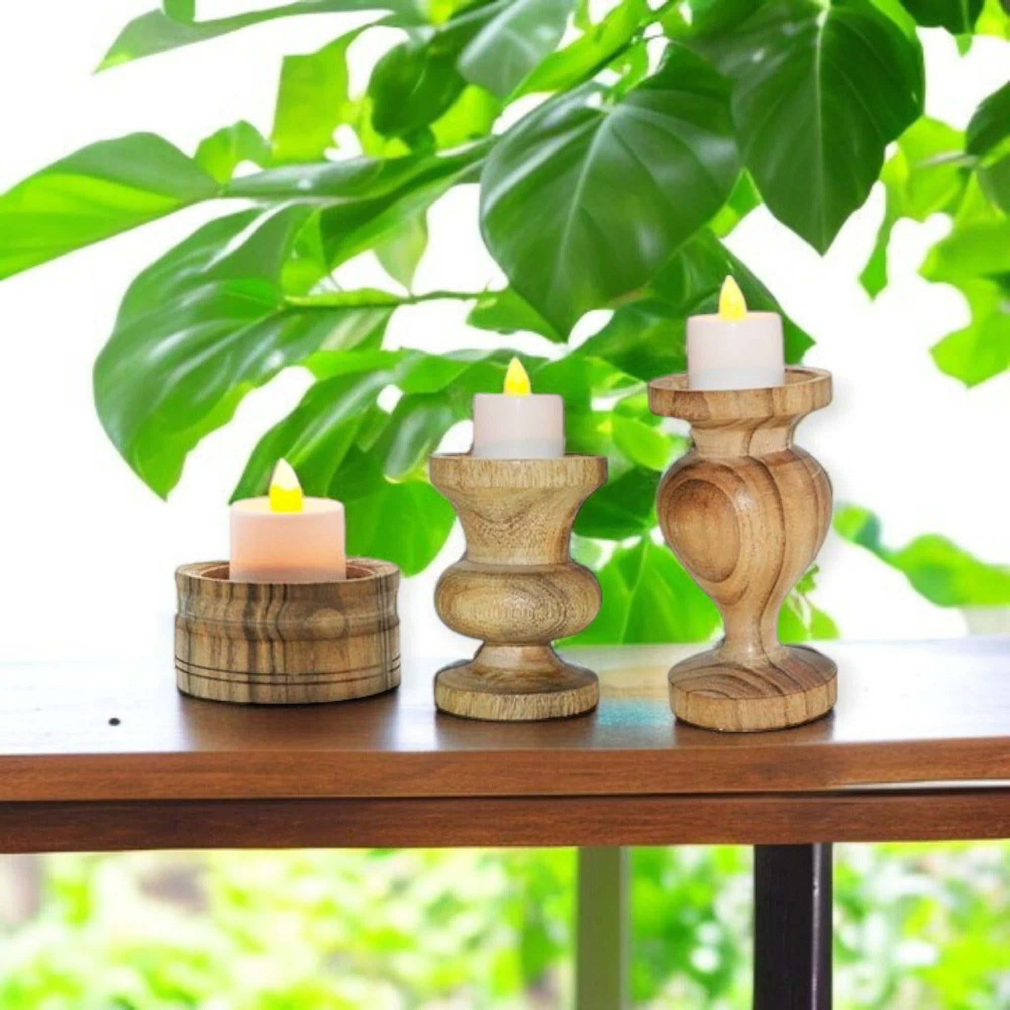 Wooden Candle Holder Stand Set of 3 Secondary image