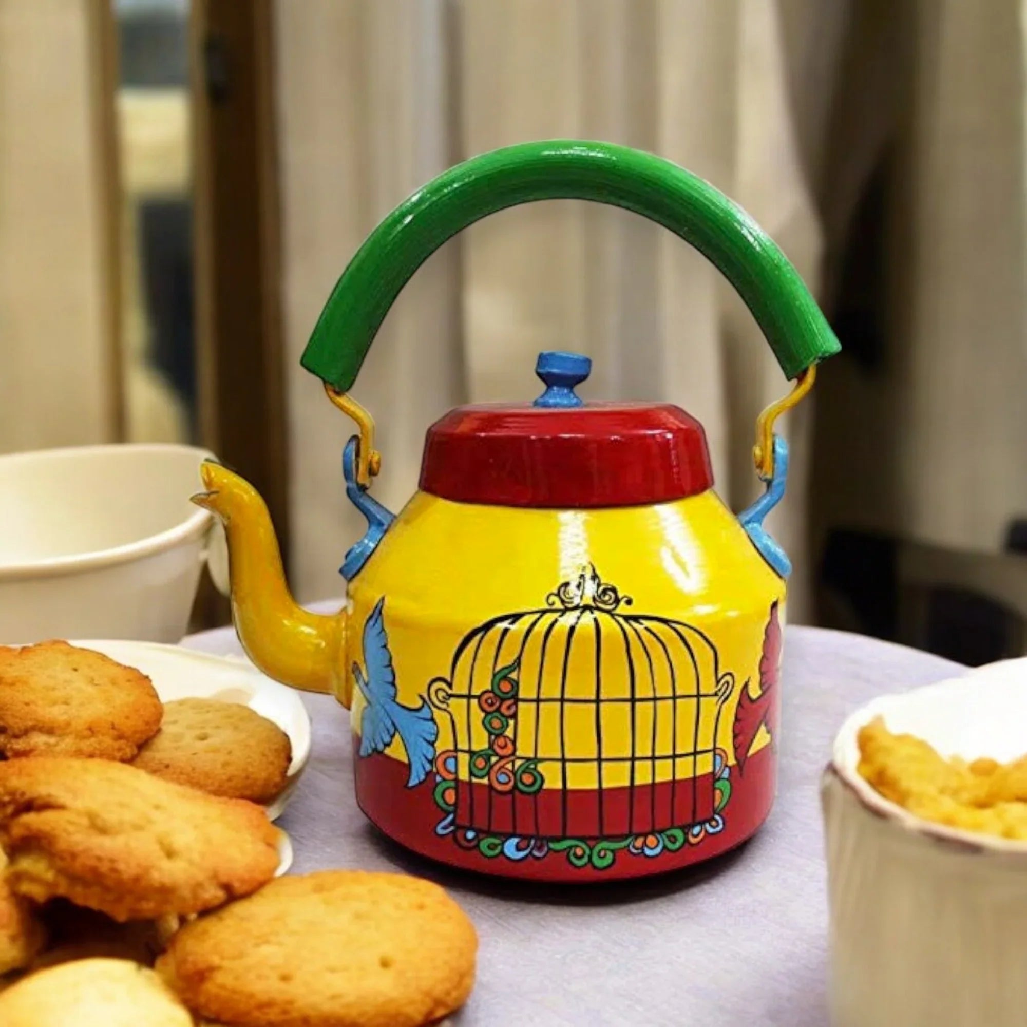 Beautifull Aluminum Hand Painted Tea Kettle Pot Decorative Main image