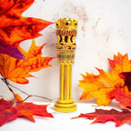 Wooden Antique Ashoka Stambh Pillar Showpiece In Red & Golden