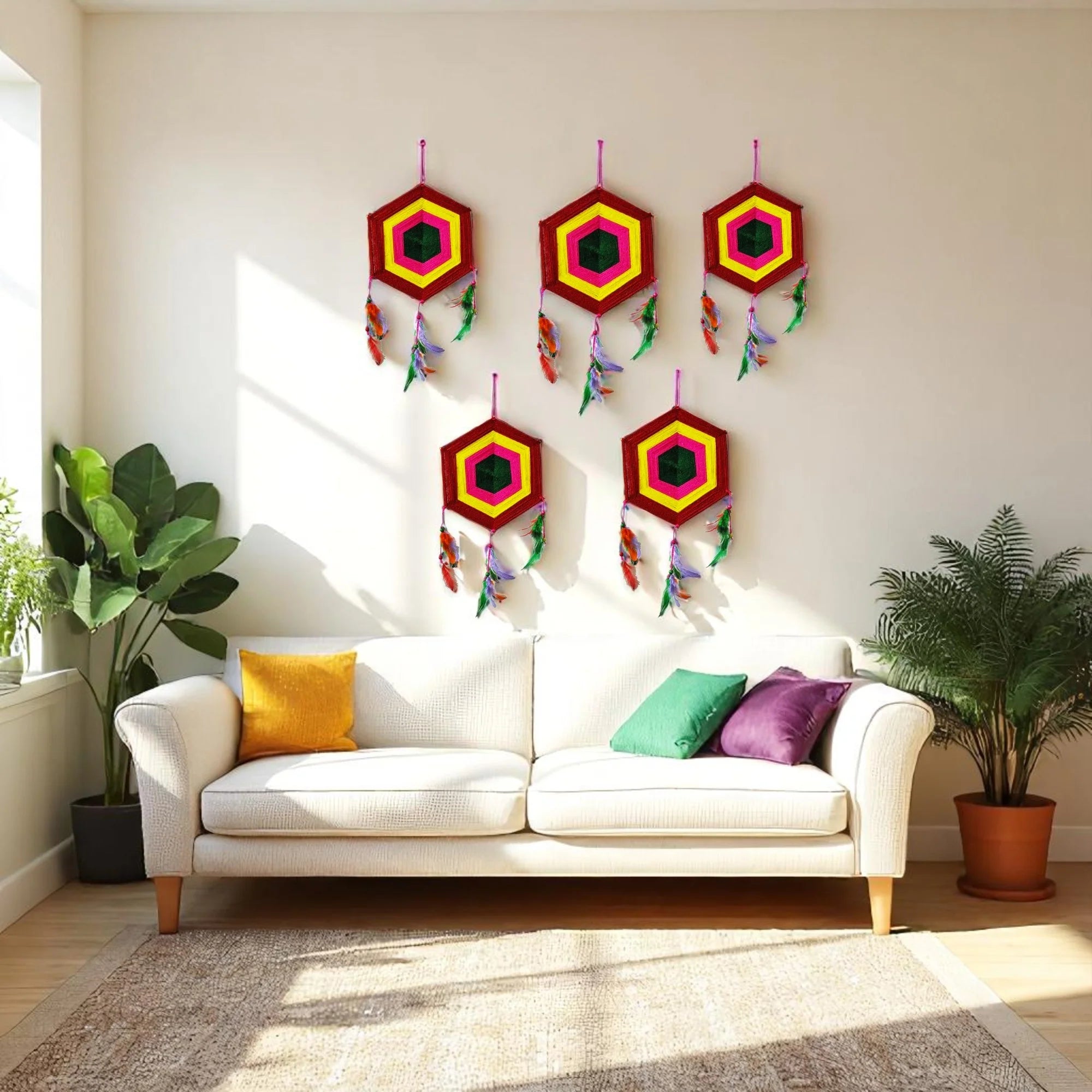 Colorful Dream Catcher Wall Hanging For Home Decor set of 5 pc Secondary image