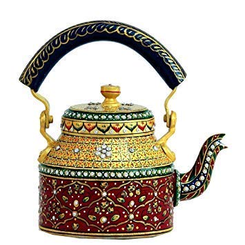 Aluminum Painted Tea Kettle Figurine Decorative