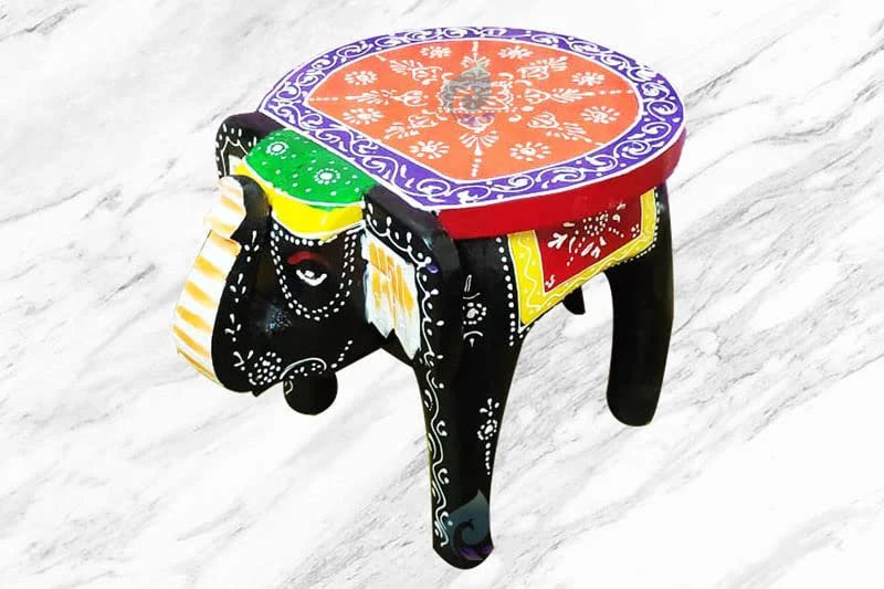 Wooden Elephant Stool Side Table/ Pooja Table 8 Inch Main image