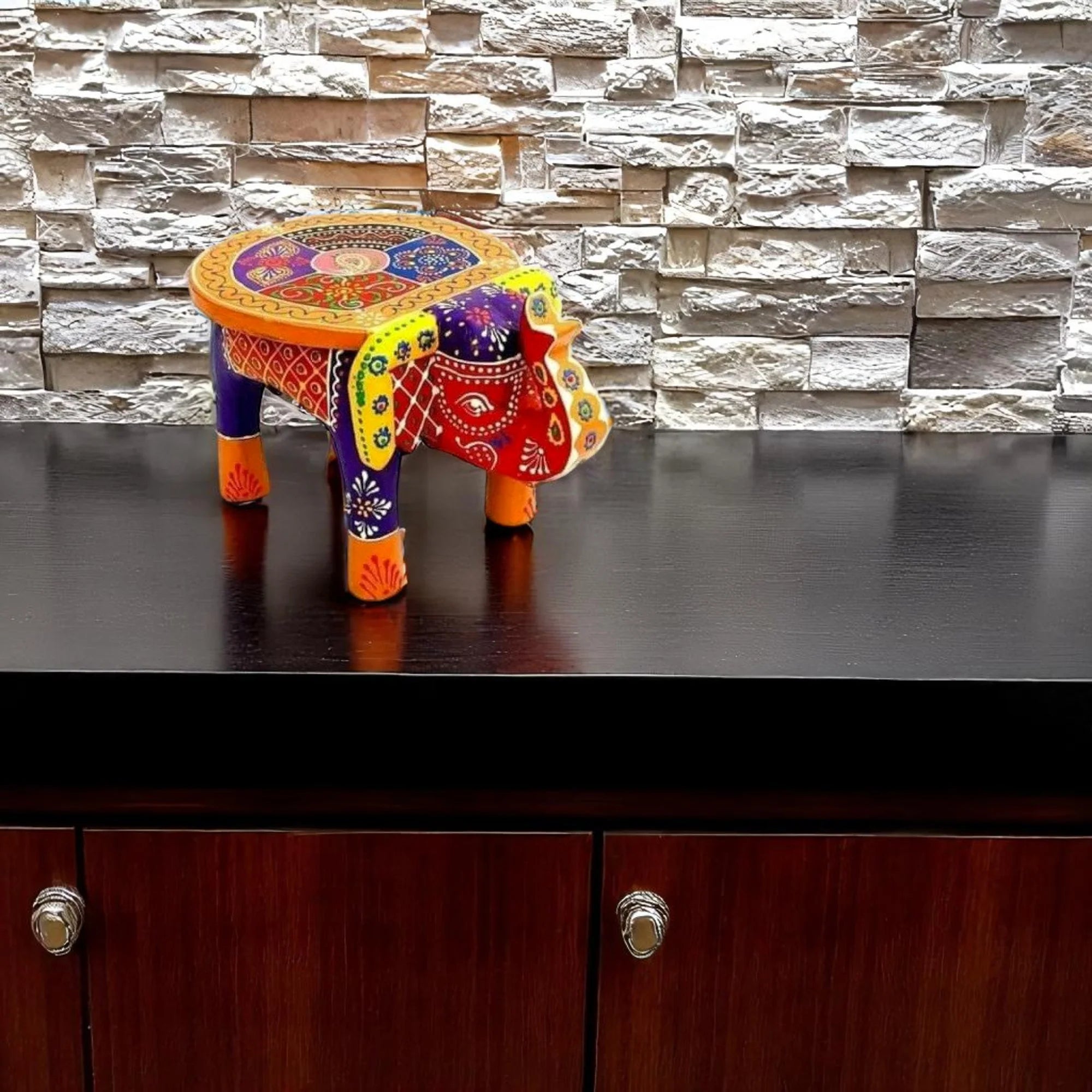 Wooden Elephant Stool Side Table For Gifts