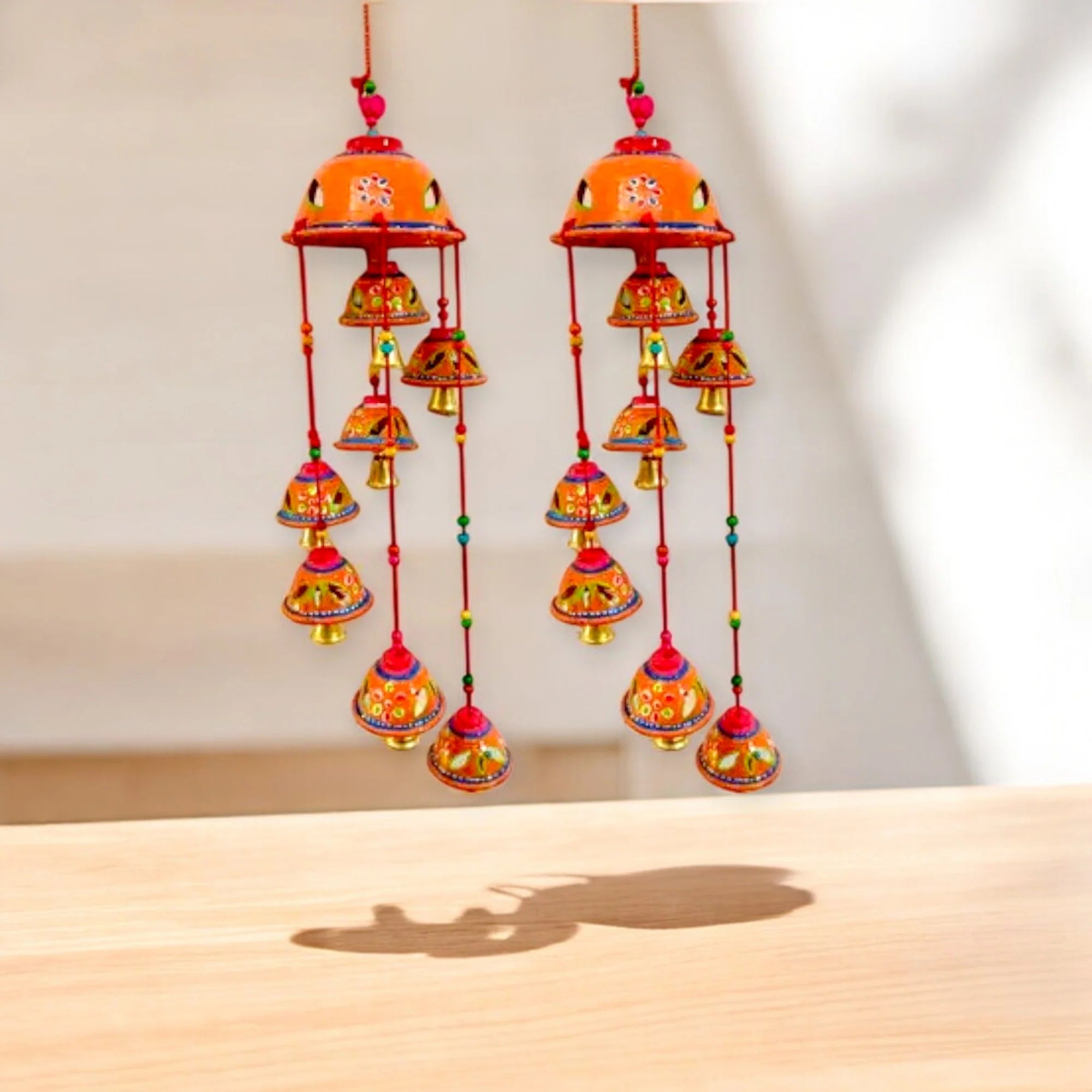 Wind Chime Beautiful Jhoomar Showpiece Orange set of 2 pc Secondary image
