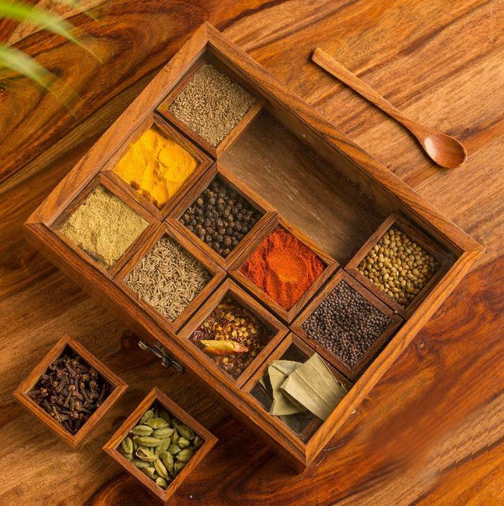 Wooden Container Spice 12 Box With Spoon Main image
