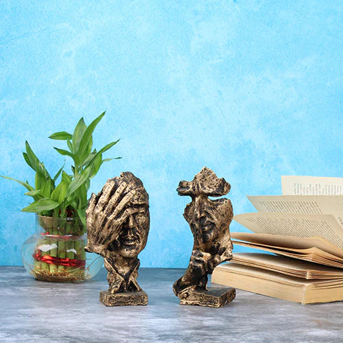 Polyresin Face Thinking Man Showpiece- 3 Pieces