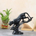Polyresin Lion Black Statue Showpiece