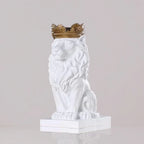 Polyresin Lion King Statue With Crown -White