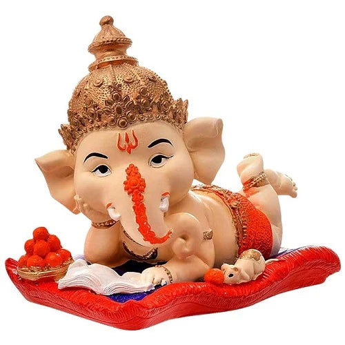 Lord Ganesha Sliping Reading Book Showpiec Secondary image