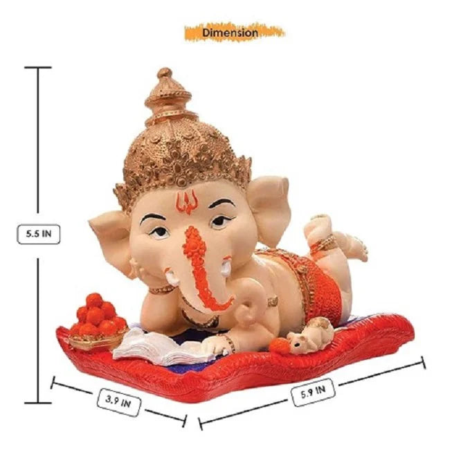 Lord Ganesha Sliping Reading Book Showpiec