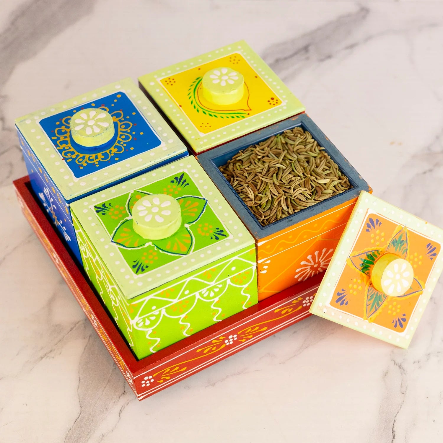 Wooden Dry Fruit Tray Box Set of 4 Main image