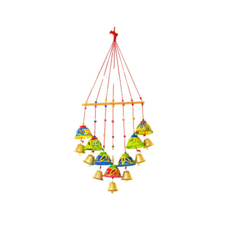 Wooden Wall Hanging with Bells and Bird set of 2 pc Secondary image