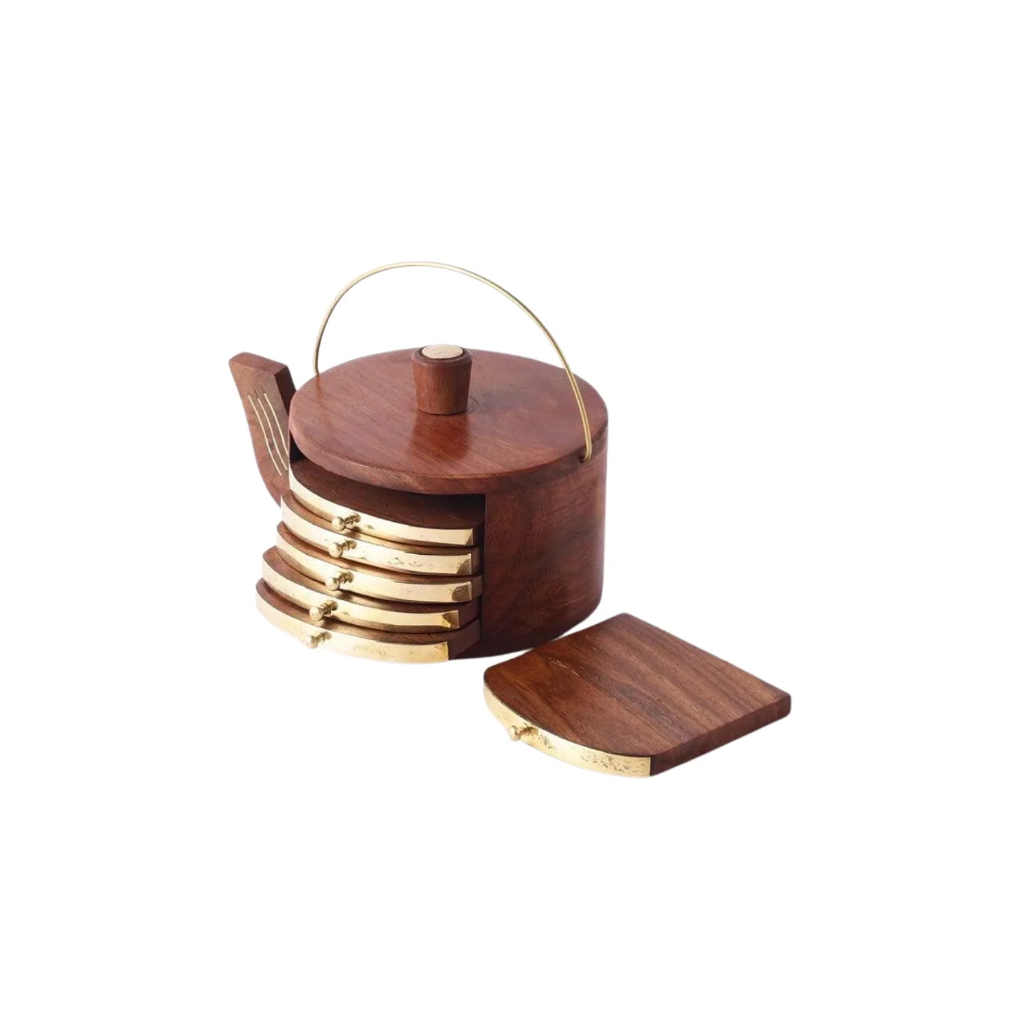 Wooden Kettle Shape Coaster Set Of 6 Secondary image