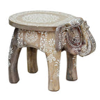 Wooden Natural White Colour Elephant Stool In 8 Inch