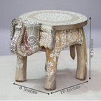 Wooden Natural White Colour Elephant Stool In 8 Inch