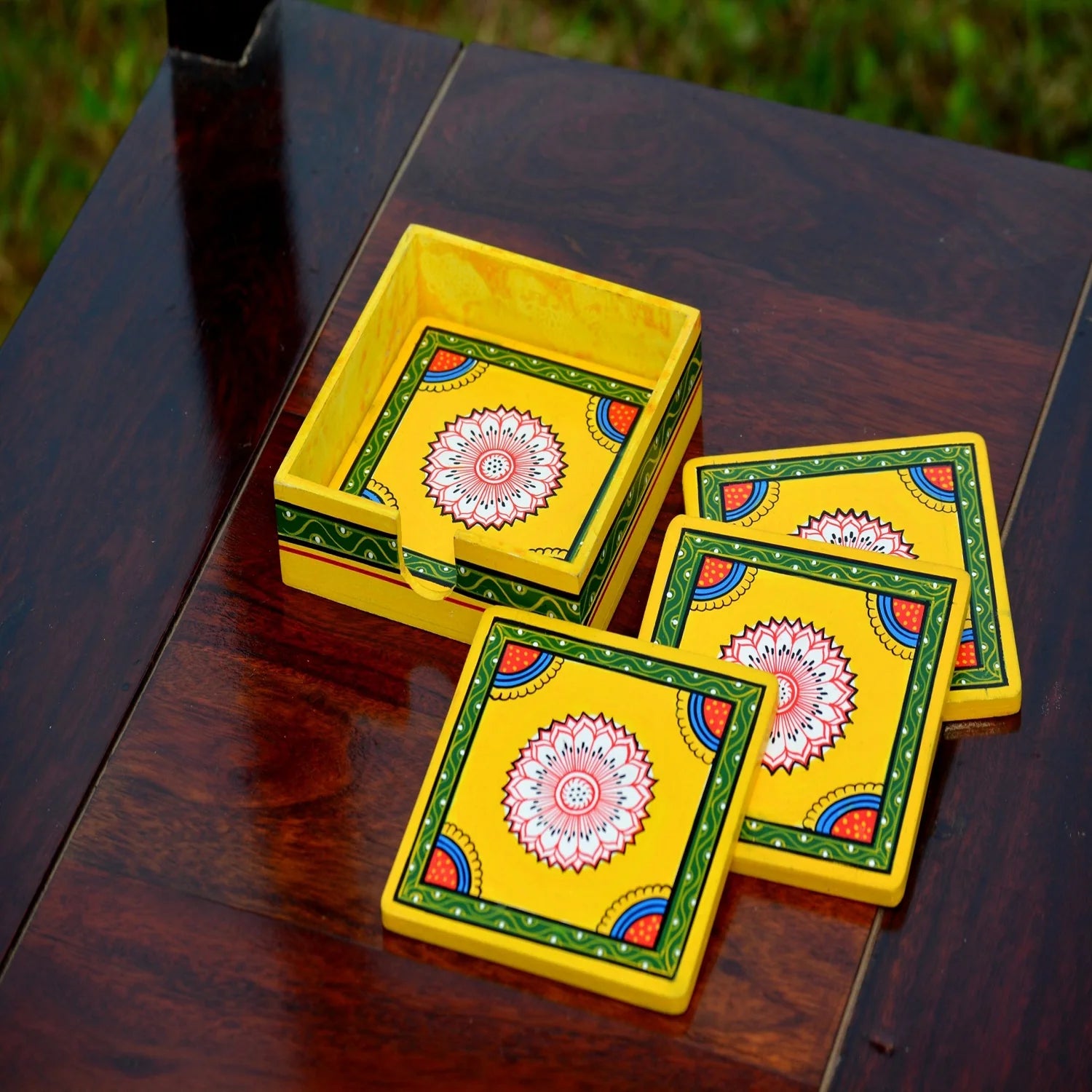 Wooden Painted Tea Coaster Set Of 4 Main image