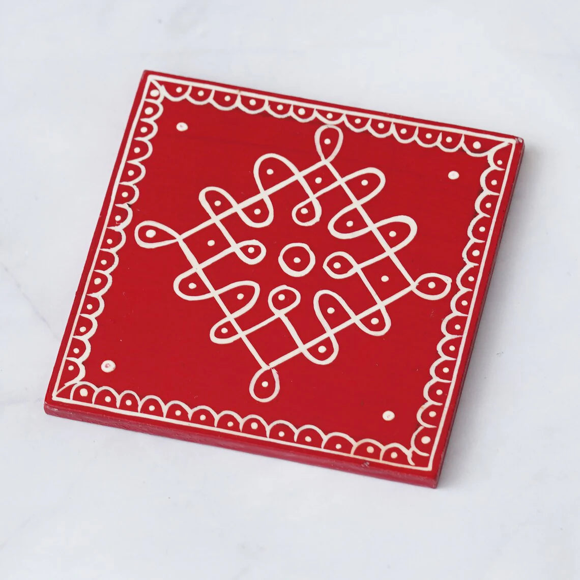 Wooden Red Tea Coaster Set Of 6 Secondary image