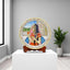 Marble Round Mugal Lady Plate With Wood Stand