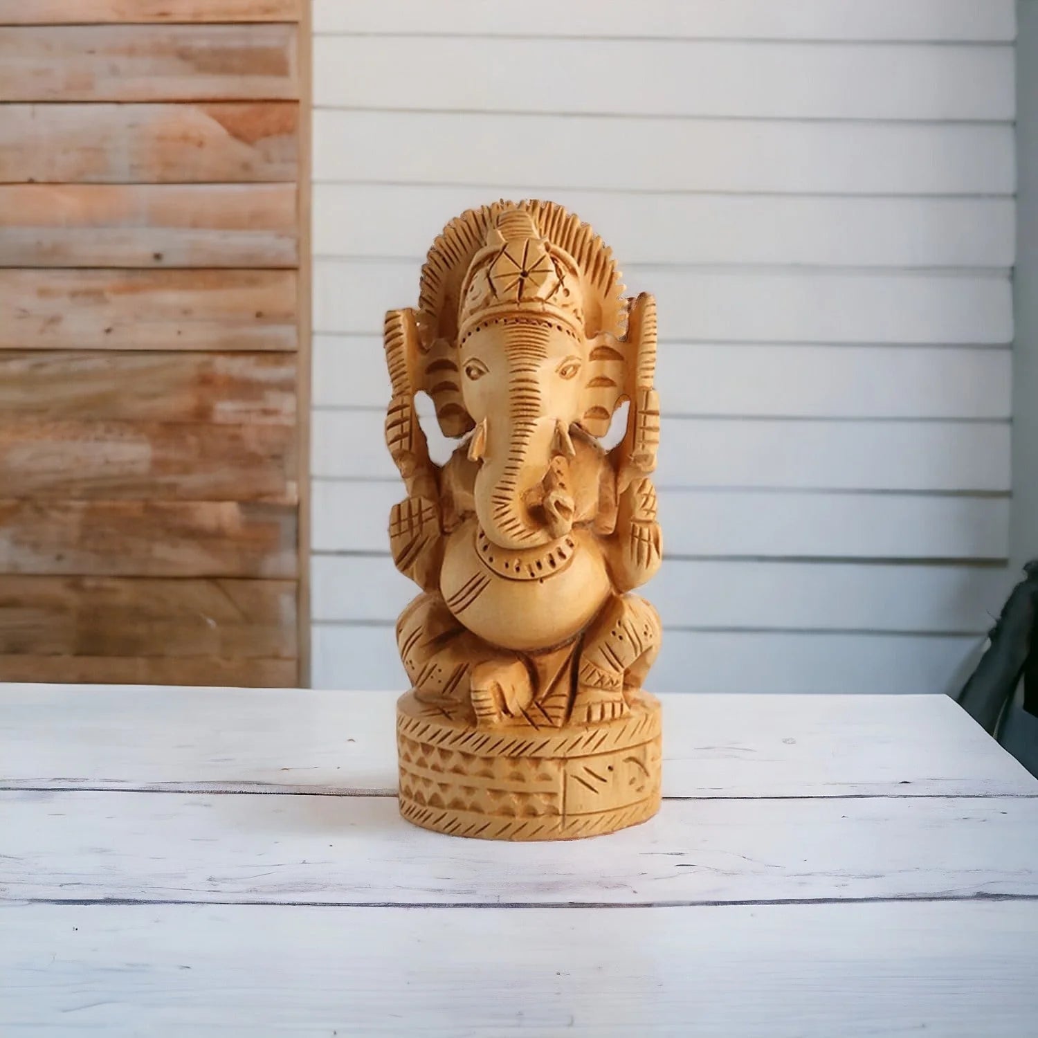 Wooden Ganesh Sitting Statue Home Décor Secondary image