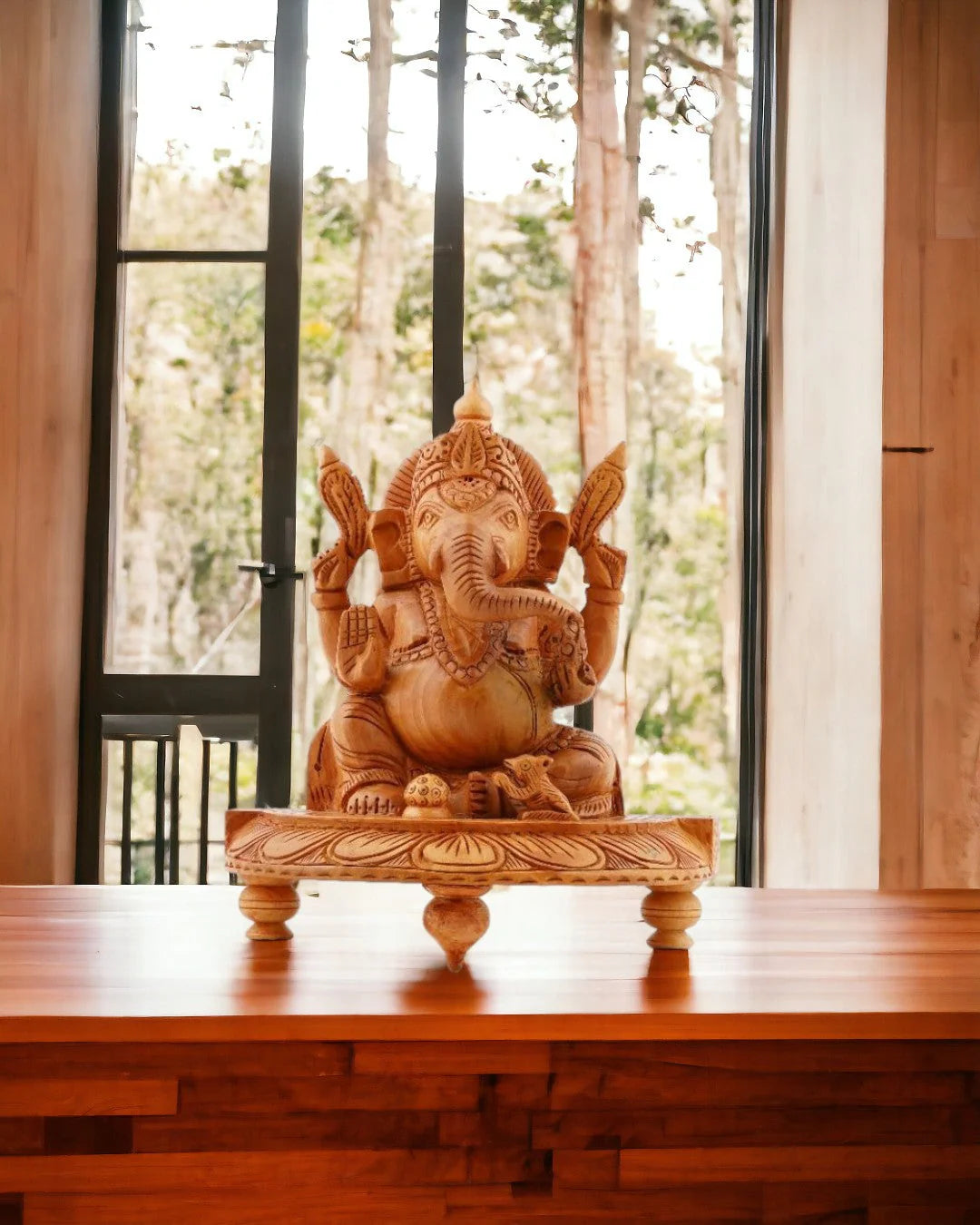 Wooden Ganesh Sitting Statue Home Décor Secondary image
