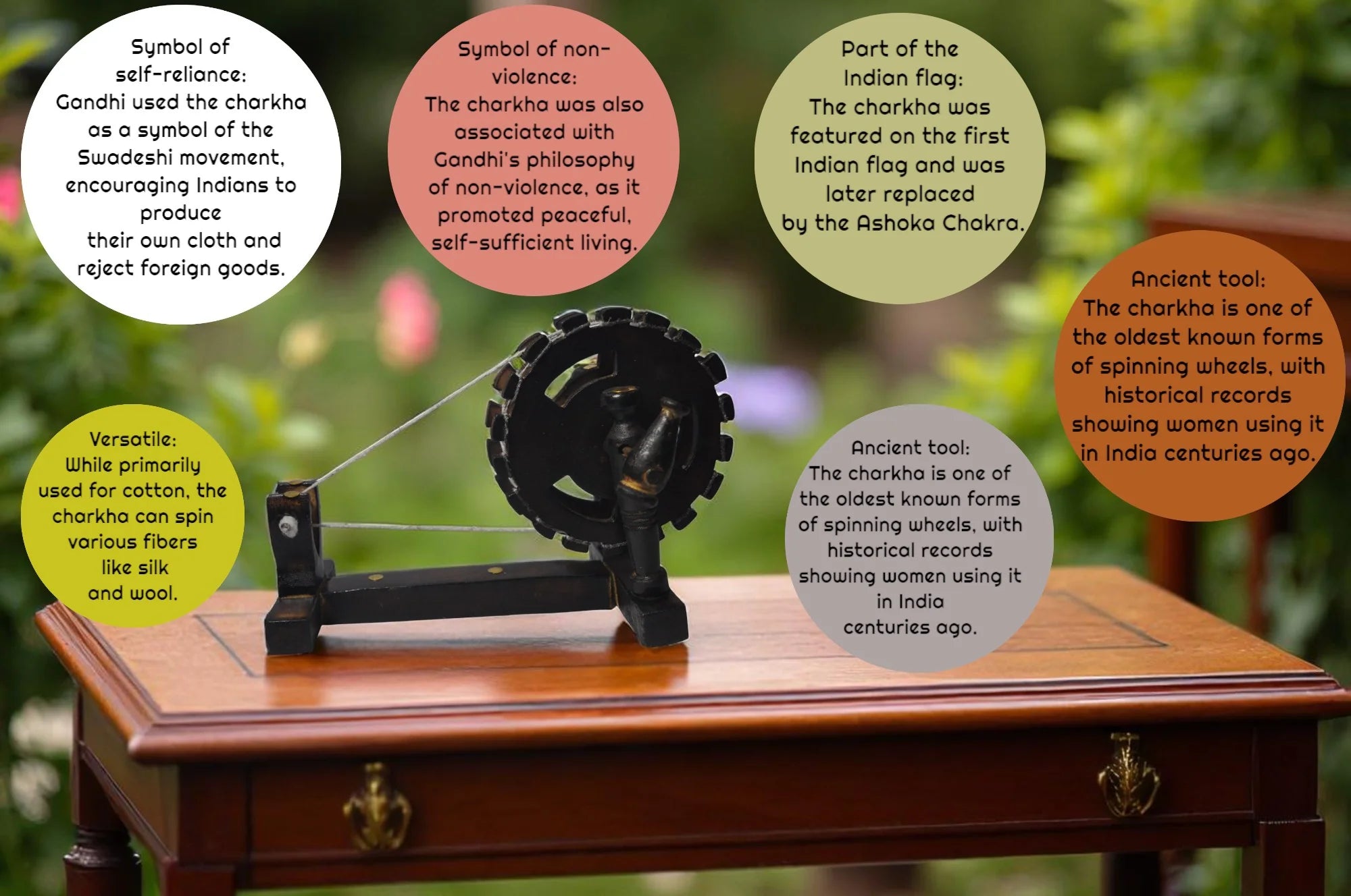 Wood Antique Gandhi Charkha Showpiece Secondary image