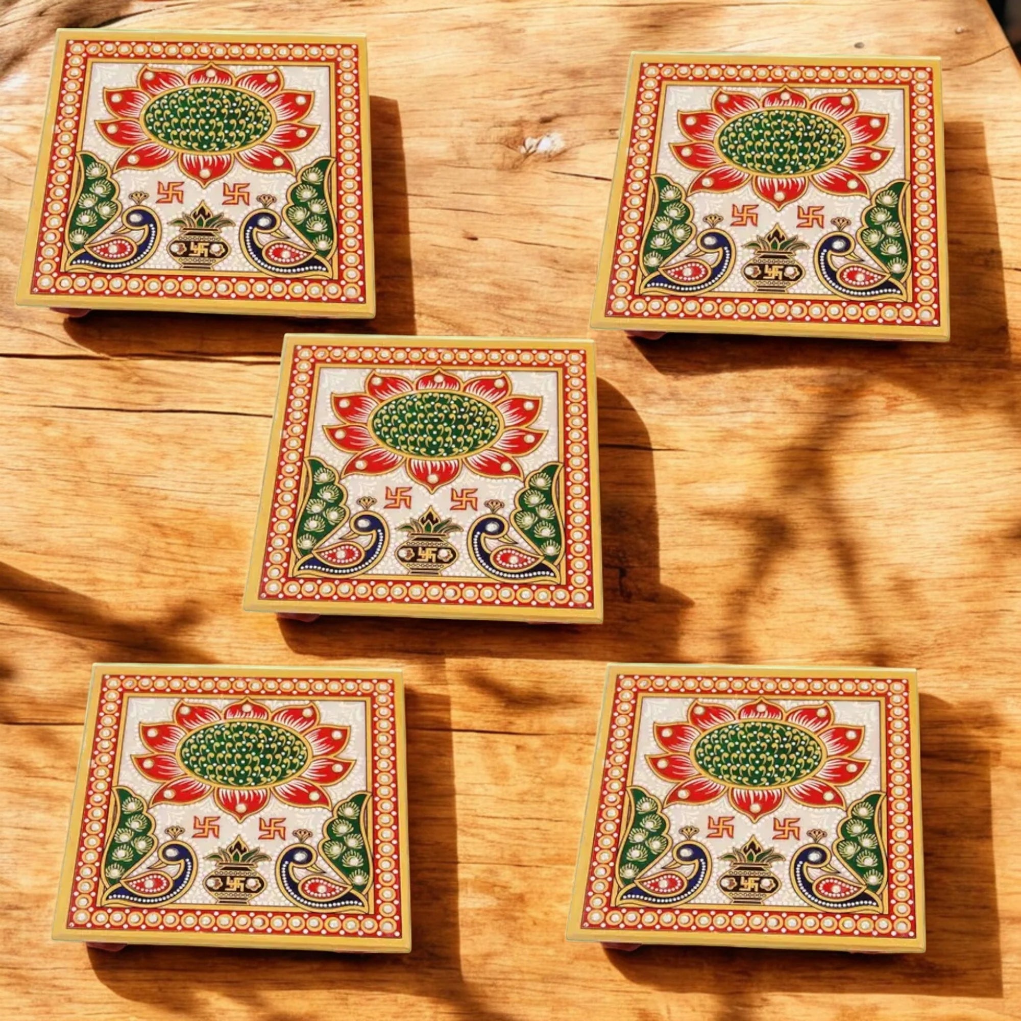 Marble Chowki With Square Design set of five pc Secondary image